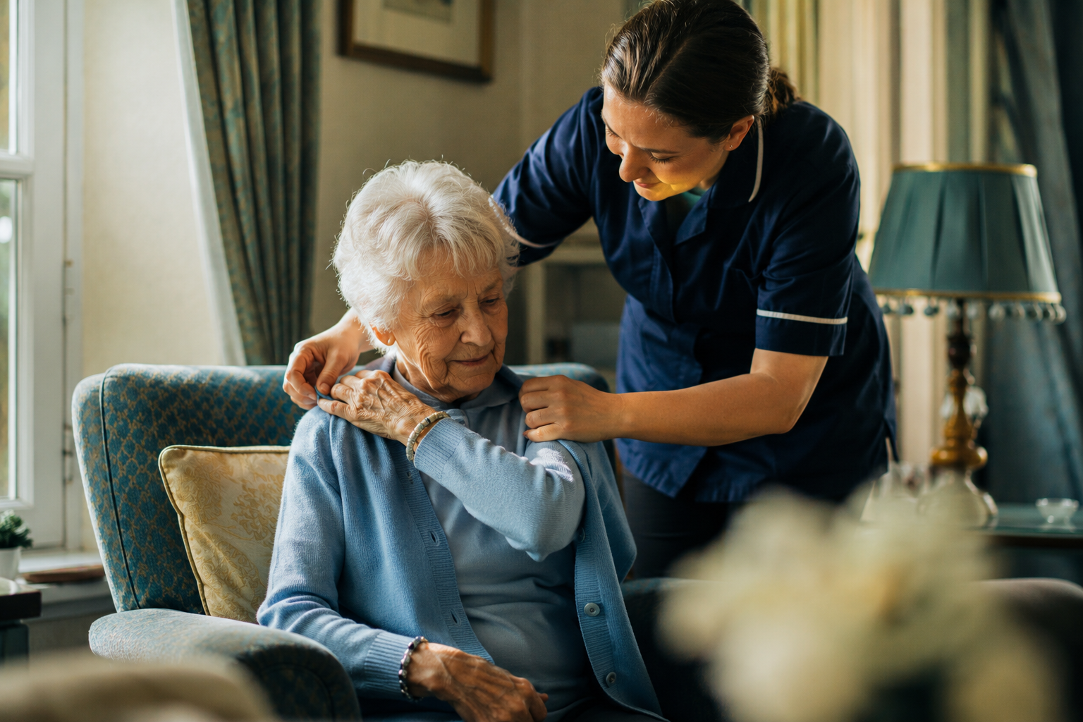 Healthcare professional supporting a patient